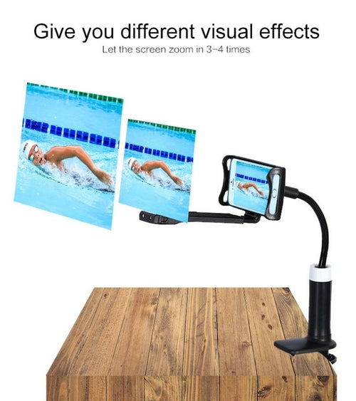 Amplificateur d'écran HD 3D 12" pour Smartphone — Loupe de Projection avec Support